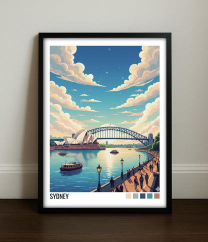 Sydney Australia Travel Poster | Vintage Travel Poster | Country Travel Art | World Map Poster | Adventure Wall Art | Travel Gift