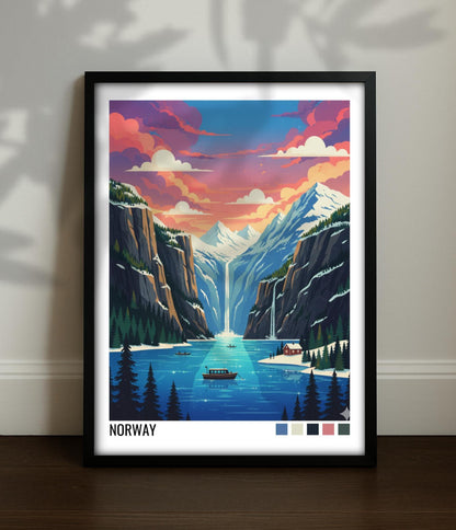 Norway Travel Poster | Vintage Travel Poster | Country Travel Art | World Map Poster | Adventure Wall Art | Travel Gift