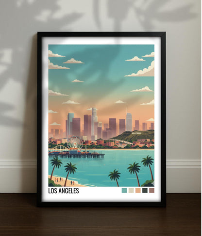 Los Angeles Travel Poster | Vintage Travel Poster | Country Travel Art | World Map Poster | Adventure Wall Art | Travel Gift