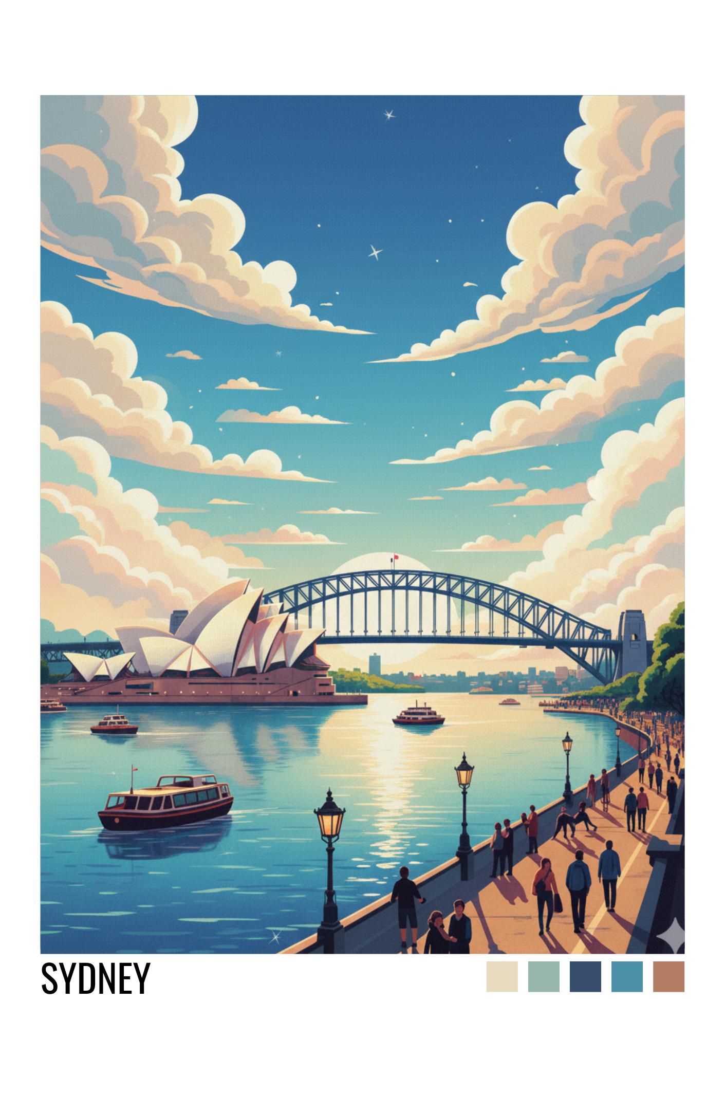 Sydney Australia Travel Poster | Vintage Travel Poster | Country Travel Art | World Map Poster | Adventure Wall Art | Travel Gift