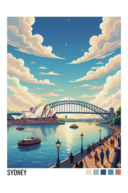 Sydney Australia Travel Poster | Vintage Travel Poster | Country Travel Art | World Map Poster | Adventure Wall Art | Travel Gift
