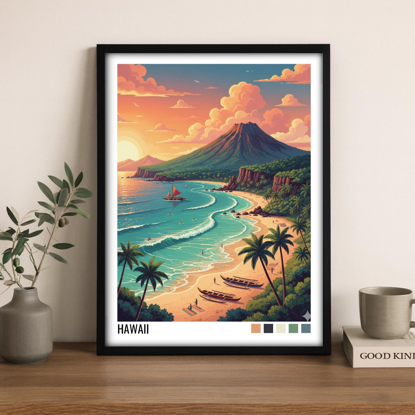 Hawaii Travel Poster | Vintage Travel Poster | Country Travel Art | World Map Poster | Adventure Wall Art | Travel Gift