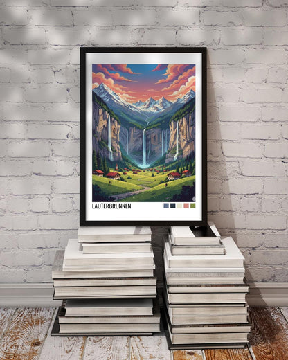 Lauterbrunnen Switzerland Travel Poster | Vintage Travel Poster | Country Travel Art | World Map Poster | Adventure Wall Art | Travel Gift