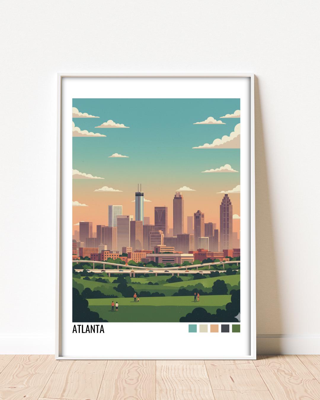 Atlanta Travel Poster | Vintage Travel Poster | Country Travel Art | World Map Poster | Adventure Wall Art | Travel Gift