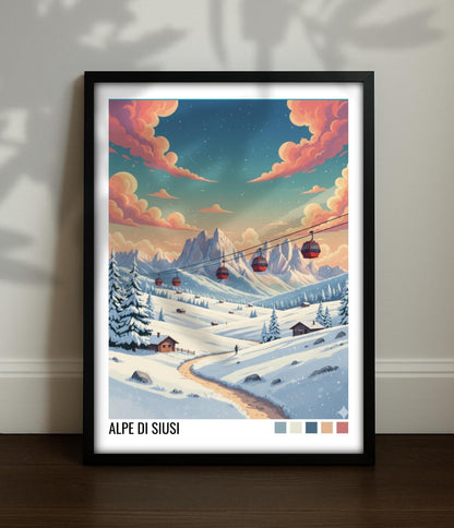 Alpe Di Siusi Italy Travel Poster | Vintage Travel Poster | Country Travel Art | World Map Poster | Adventure Wall Art | Travel Gift