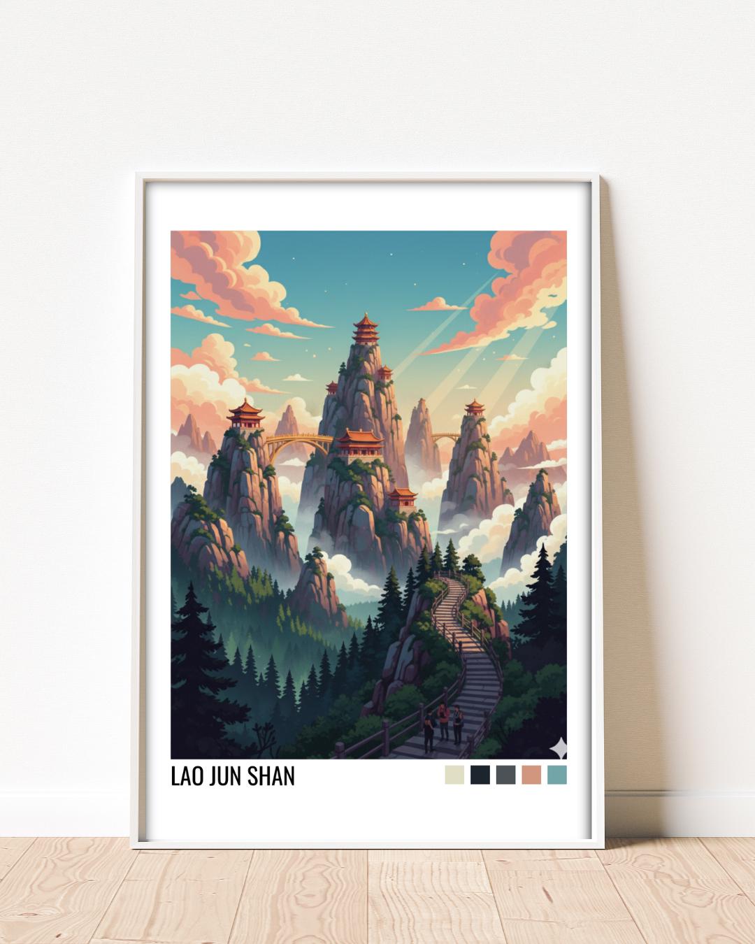Lao Jun Shai China Travel Poster | Vintage Travel Poster | Country Travel Art | World Map Poster | Adventure Wall Art | Travel Gift