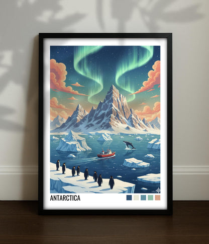 Antarctica Travel Poster | Vintage Travel Poster | Country Travel Art | World Map Poster | Adventure Wall Art | Travel Gift