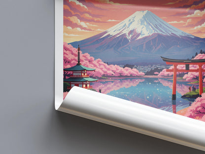 Mount Fuji Japan Travel Poster | Vintage Travel Poster | Country Travel Art | World Map Poster | Adventure Wall Art | Travel Gift