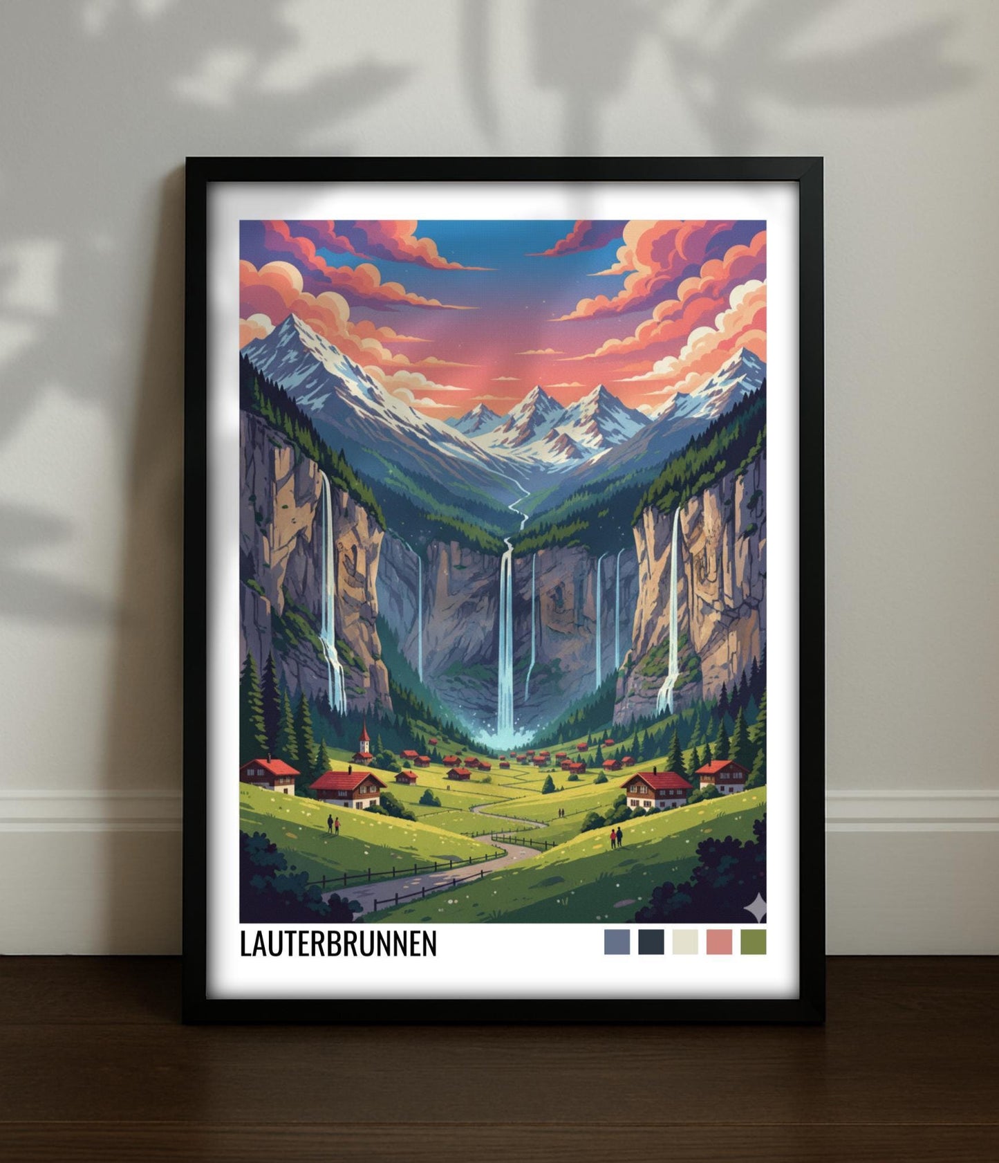 Lauterbrunnen Switzerland Travel Poster | Vintage Travel Poster | Country Travel Art | World Map Poster | Adventure Wall Art | Travel Gift