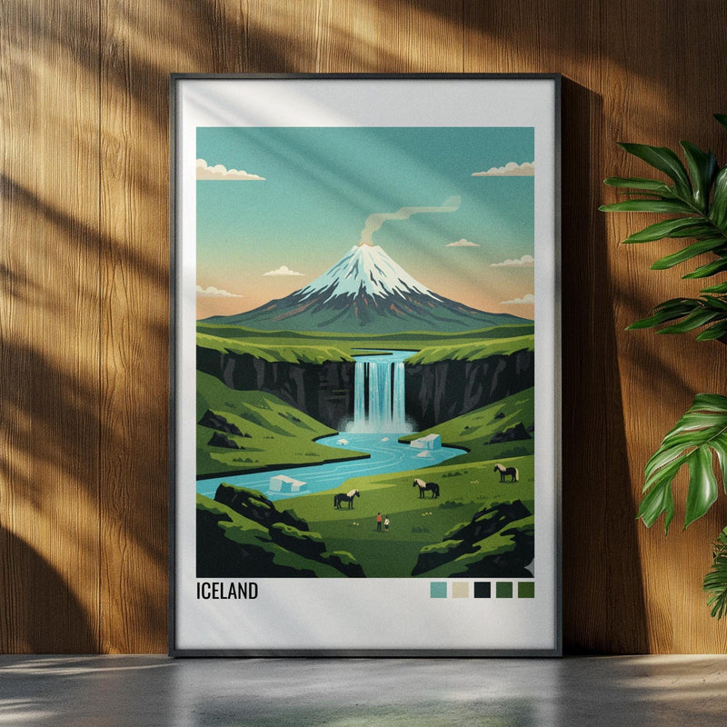 Iceland Travel Poster | Vintage Travel Poster | Country Travel Art | World Map Poster | Adventure Wall Art | Travel Gift