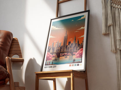 New York City Travel Poster | Vintage Travel Poster | Country Travel Art | World Map Poster | Adventure Wall Art | Travel Gift