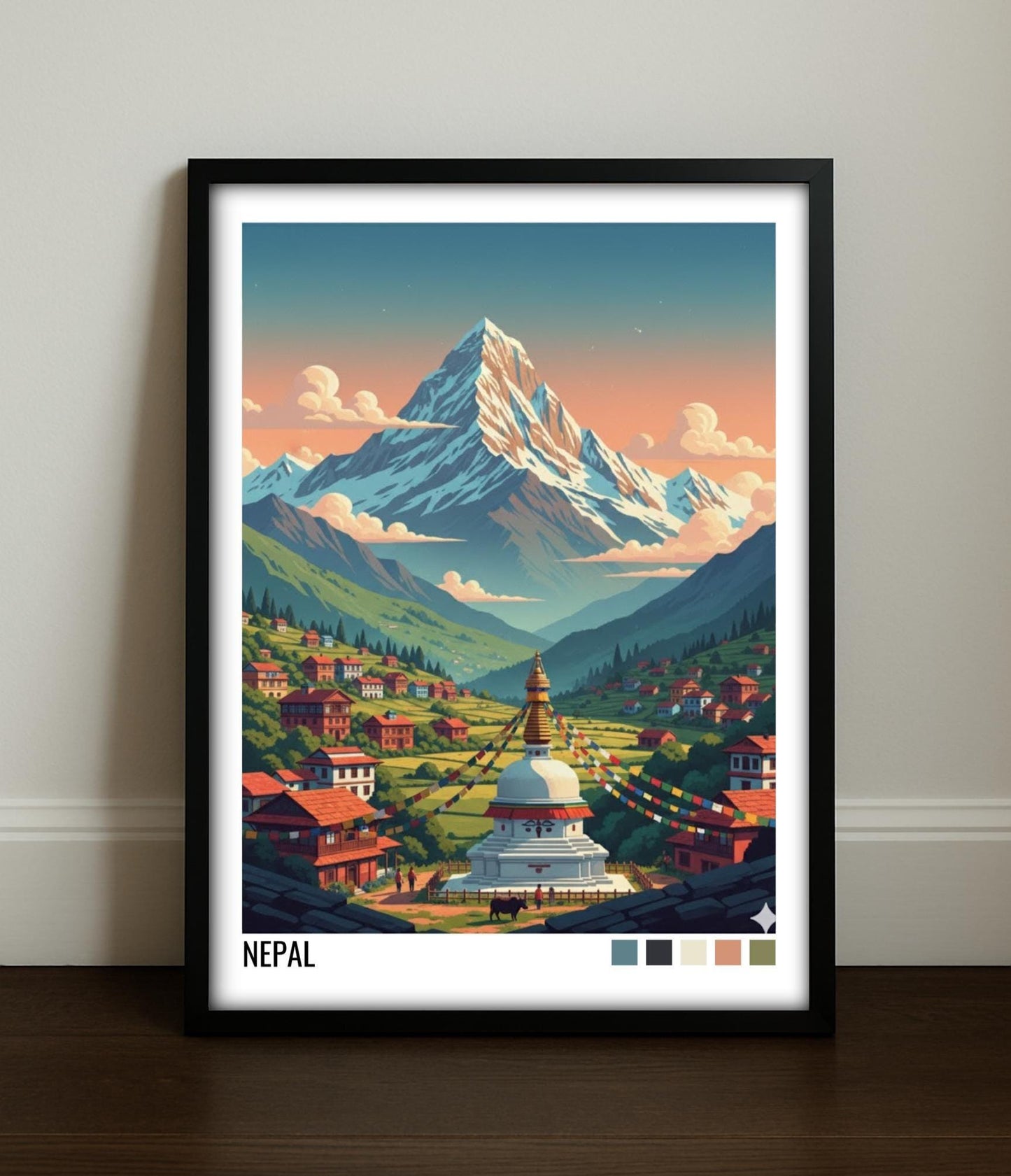 Mount Everest Nepal Travel Poster | Vintage Travel Poster | Country Travel Art | World Map Poster | Adventure Wall Art | Travel Gift