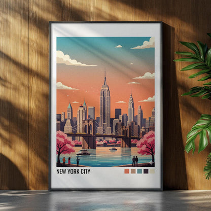 New York City Travel Poster | Vintage Travel Poster | Country Travel Art | World Map Poster | Adventure Wall Art | Travel Gift