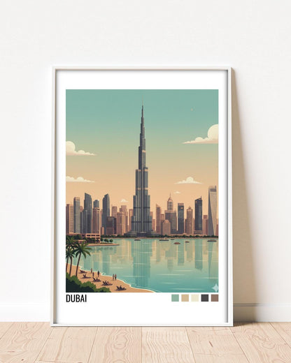 Dubai UAE Travel Poster | Vintage Travel Poster | Country Travel Art | World Map Poster | Adventure Wall Art | Travel Gift