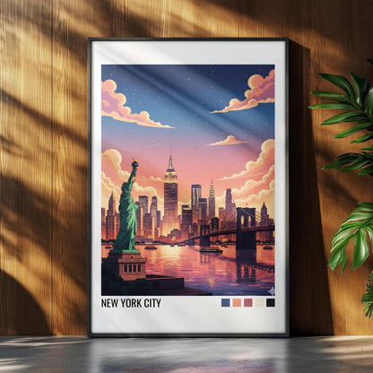New York CIty USA Travel Poster | Vintage Travel Poster | Country Travel Art | World Map Poster | Adventure Wall Art | Travel Gift