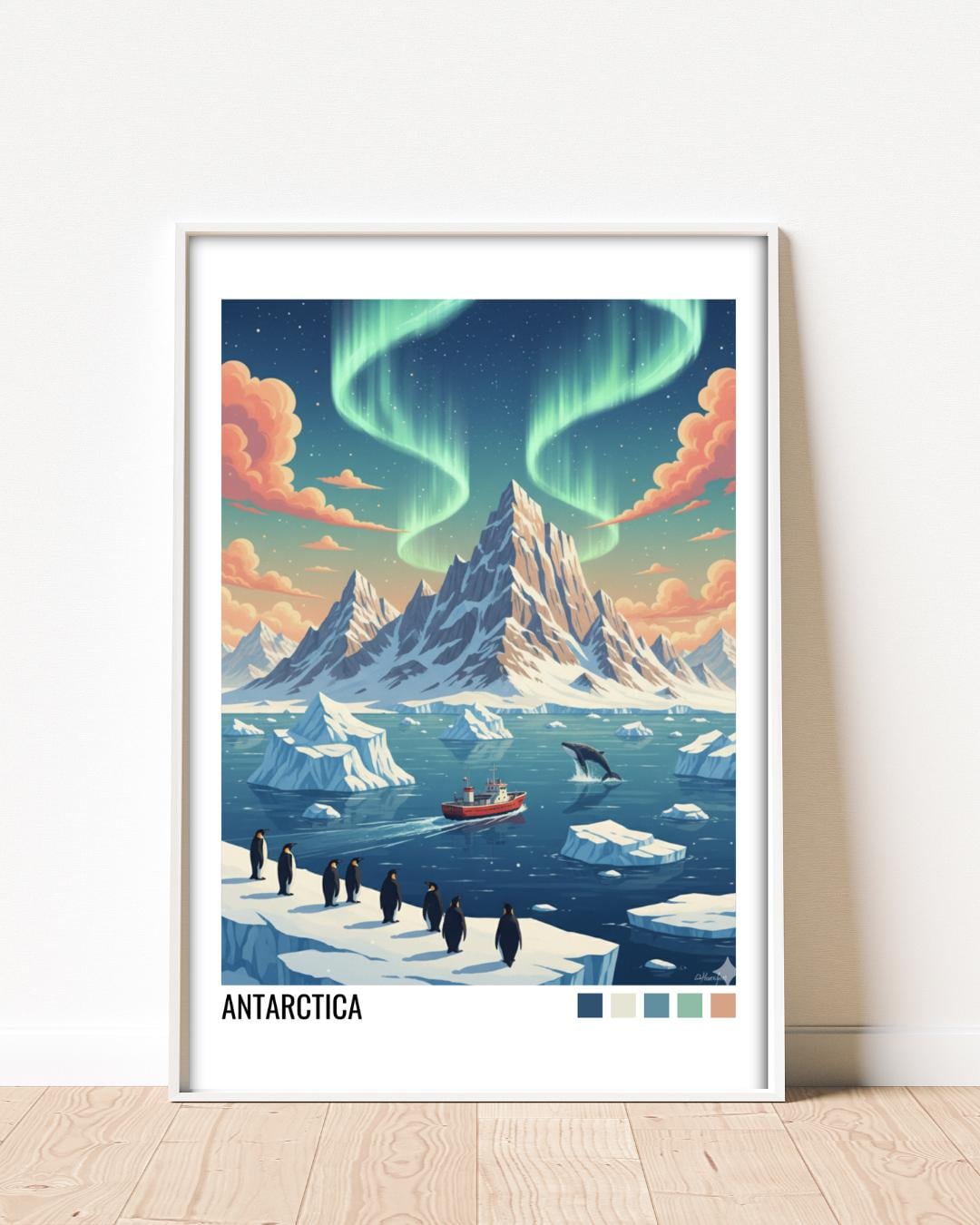 Antarctica Travel Poster | Vintage Travel Poster | Country Travel Art | World Map Poster | Adventure Wall Art | Travel Gift