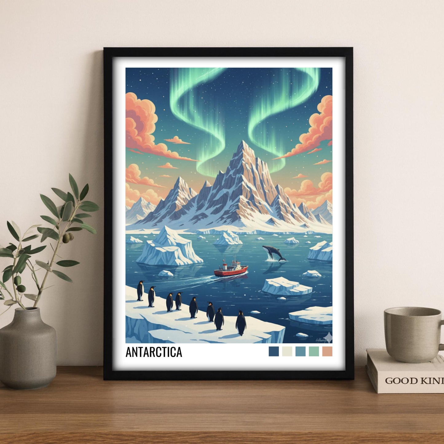 Antarctica Travel Poster | Vintage Travel Poster | Country Travel Art | World Map Poster | Adventure Wall Art | Travel Gift